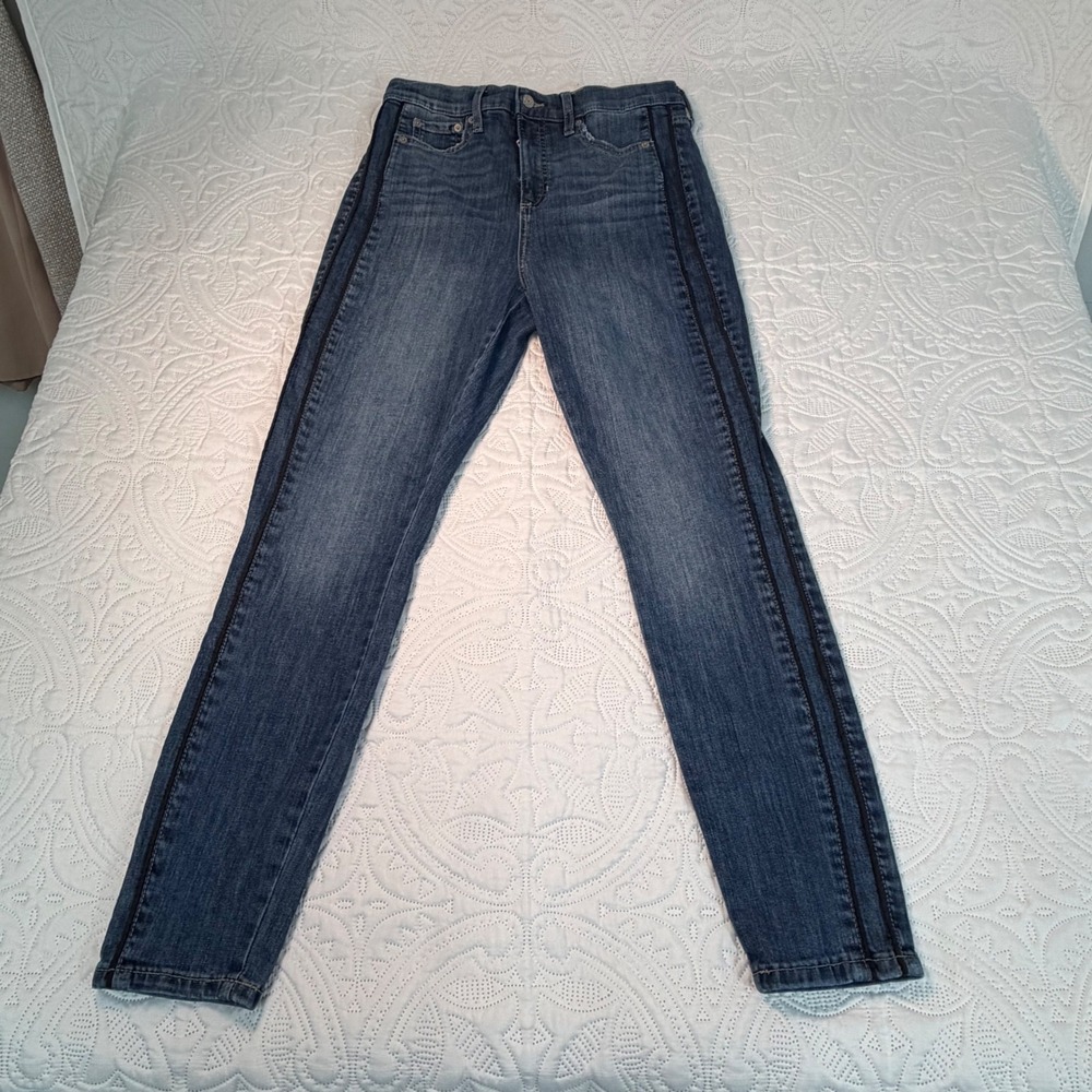 Banana Republic‎ Curvy High Rise Skinny Jeans Blue Side Stripe Denim Womens 28/6